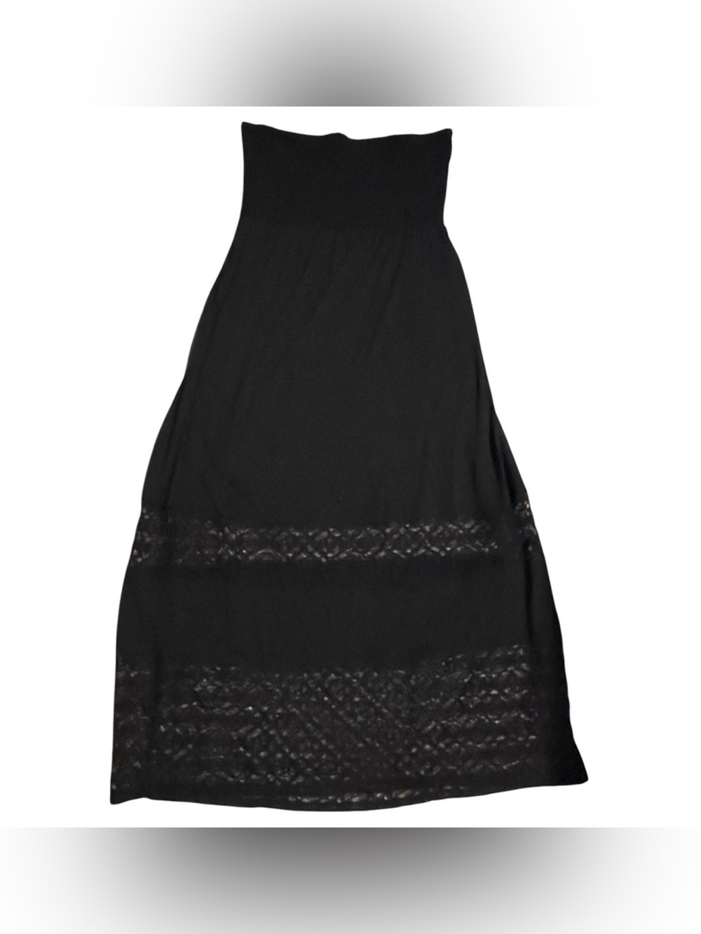 PURE ENERGY- Black Tube Top Maxi Dress - Lace Insert Layers - NWT - 1X